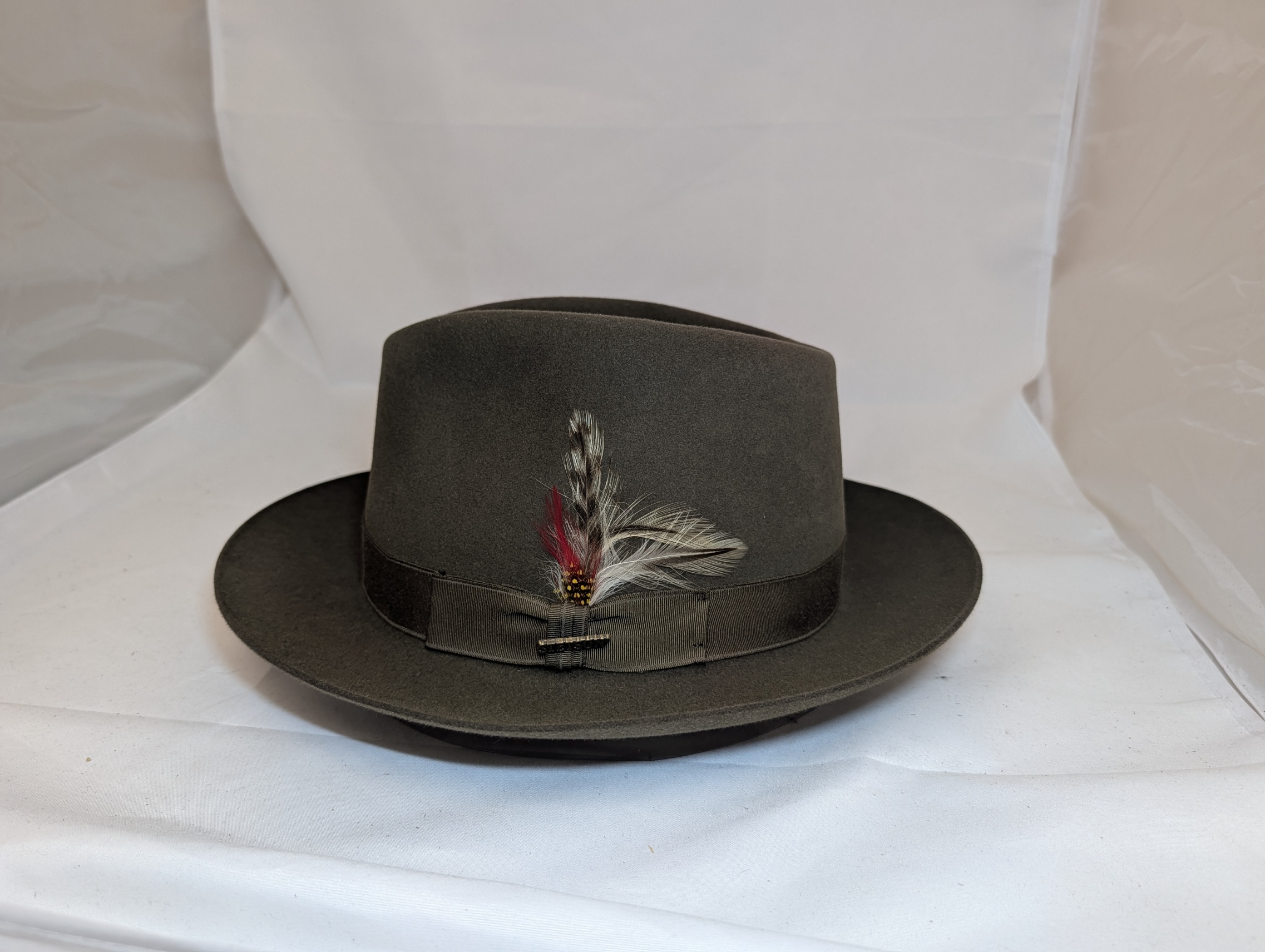 Stetson Sovereign Olive Fur Felt Fedora Hat Size 7 1/8